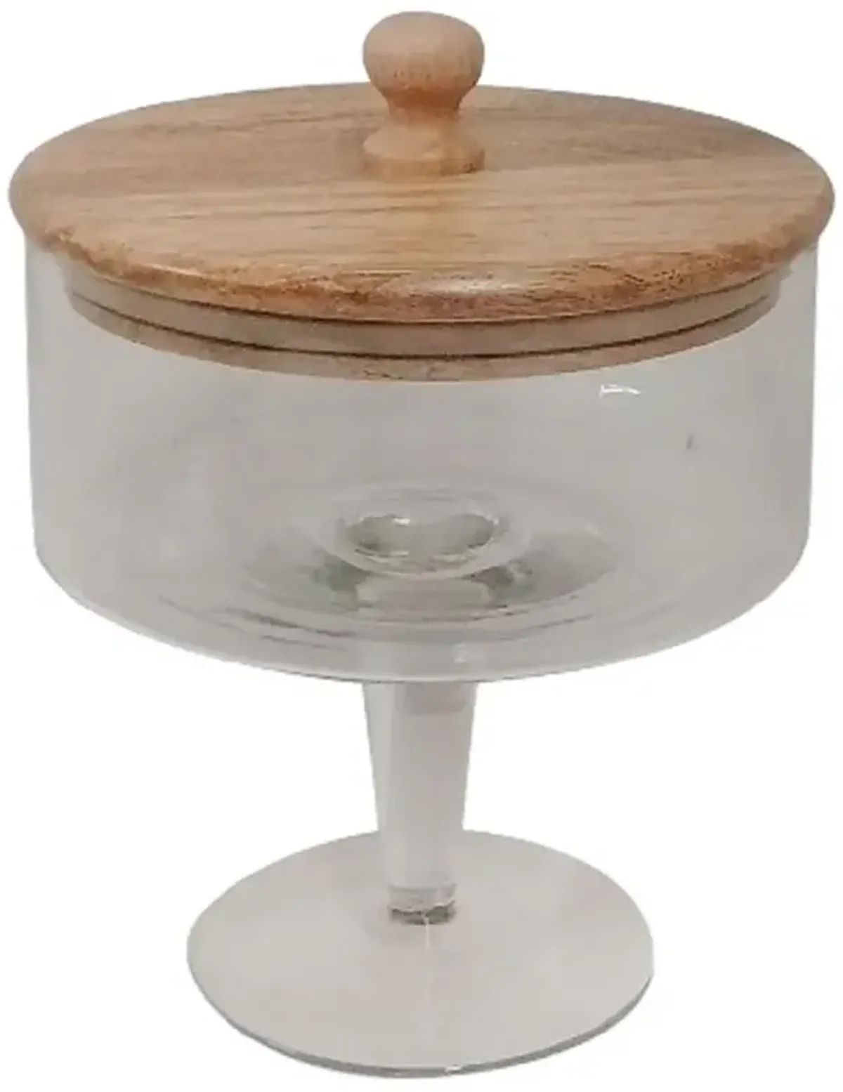 Rebecca Mid Century Modern Brown Mango Wood Clear Glass Decorative Jar - Small