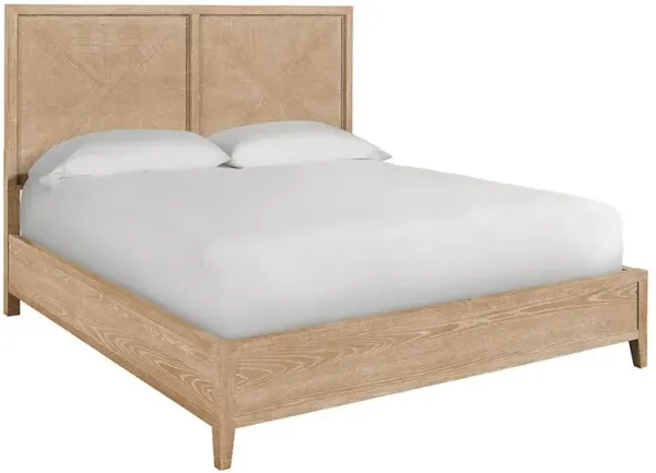 Caleb French Country Light Brown Oak Wood Classic Bed - Queen