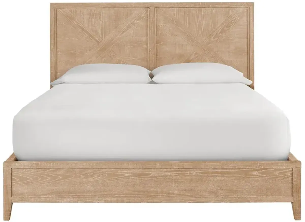 Caleb French Country Light Brown Oak Wood Classic Bed - King