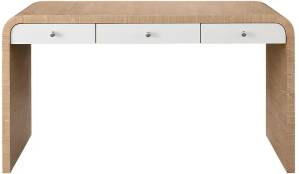 Noelle Modern Classic Light Brown Wood 3 Drawer Desk