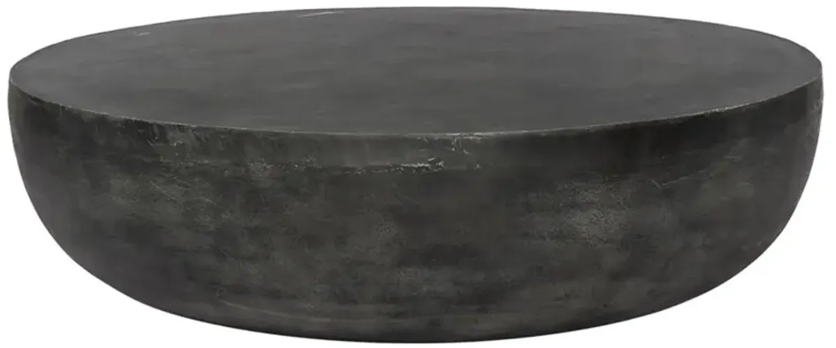 Bailey Industrial Loft Grey Aluminum Drum Outdoor Coffee Table