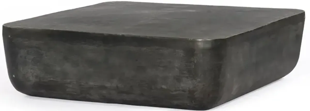 Bailey Industrial Loft Grey Aluminum Square Block Outdoor Coffee Table - Large