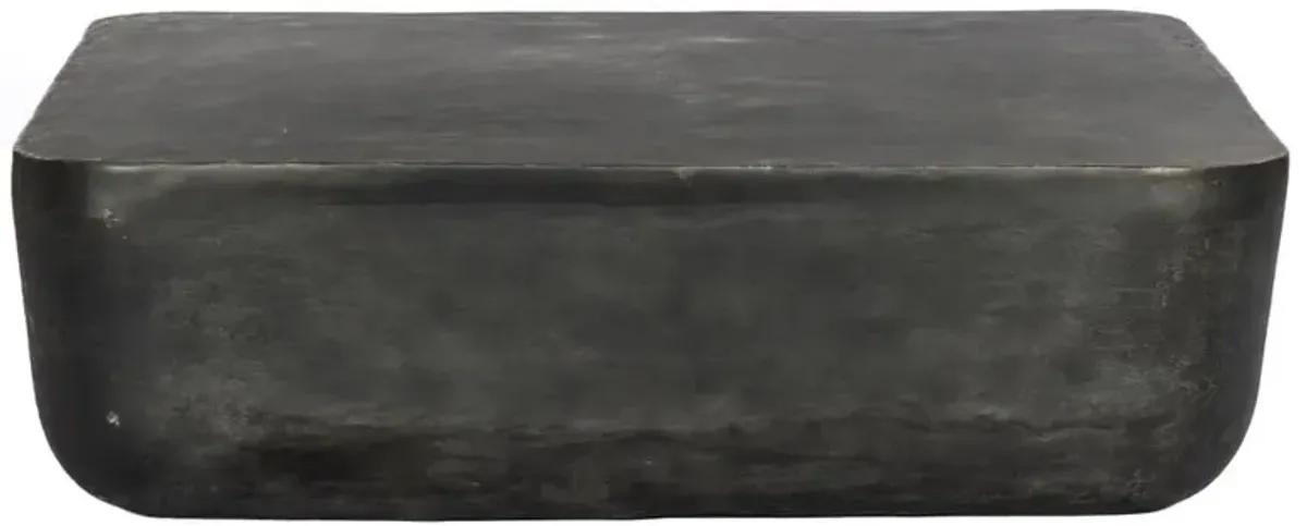 Bailey Industrial Loft Grey Aluminum Square Block Outdoor Coffee Table - Large