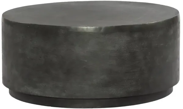 Jean Industrial Loft Grey Aluminum Round Drum Outdoor Coffee Table