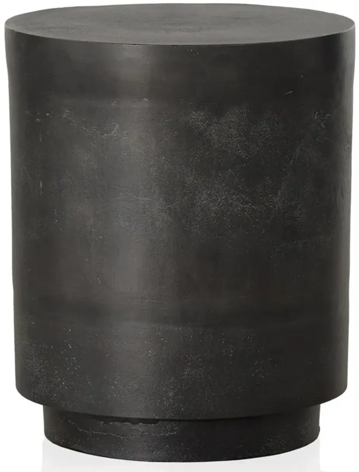 Jean Industrial Loft Black Aluminum Round Drum Outdoor End Table