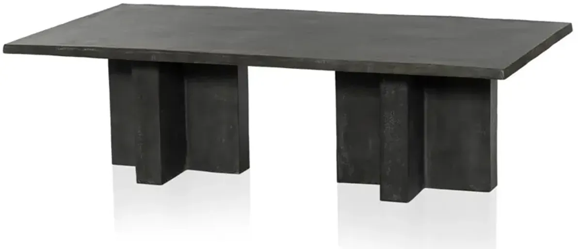 Hanne Mid Century Modern Grey Aluminum Rectangular Outdoor Coffee Table