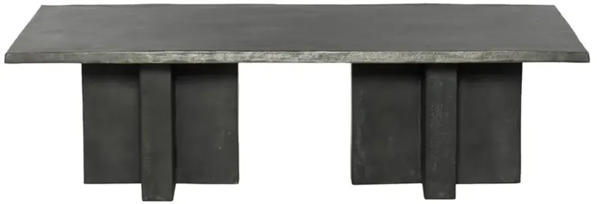 Hanne Mid Century Modern Grey Aluminum Rectangular Outdoor Coffee Table