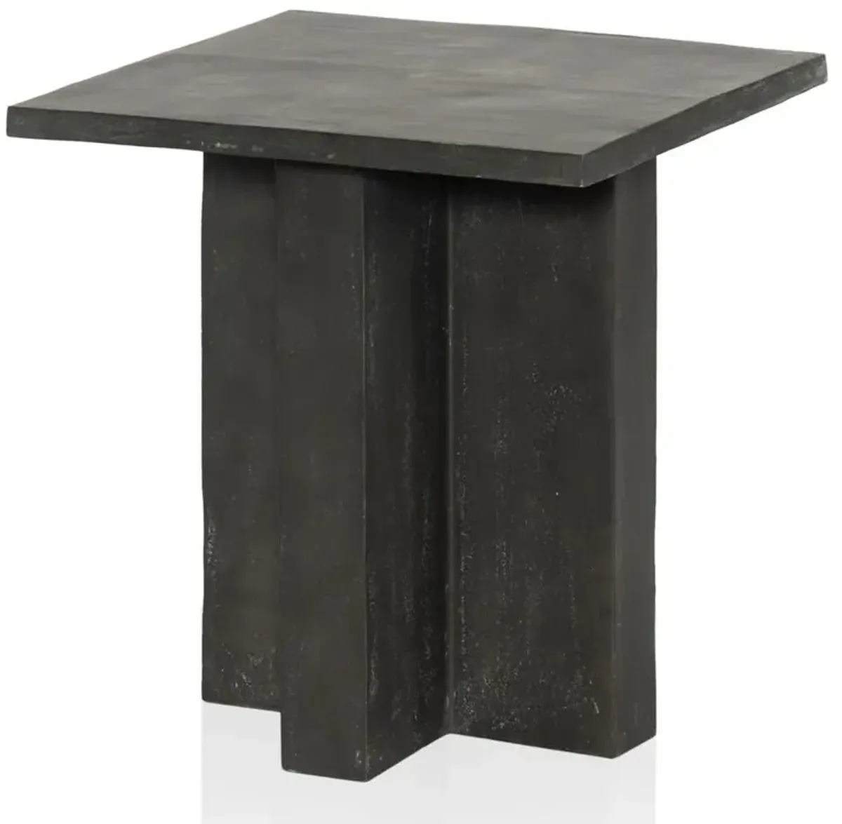 Hanne Mid Century Modern Grey Aluminum Square Outdoor Pedestal End Table