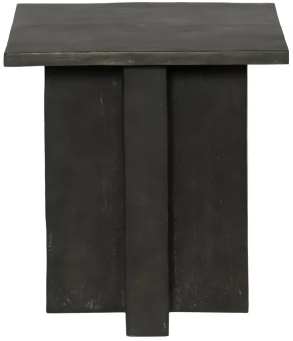 Hanne Mid Century Modern Grey Aluminum Square Outdoor Pedestal End Table