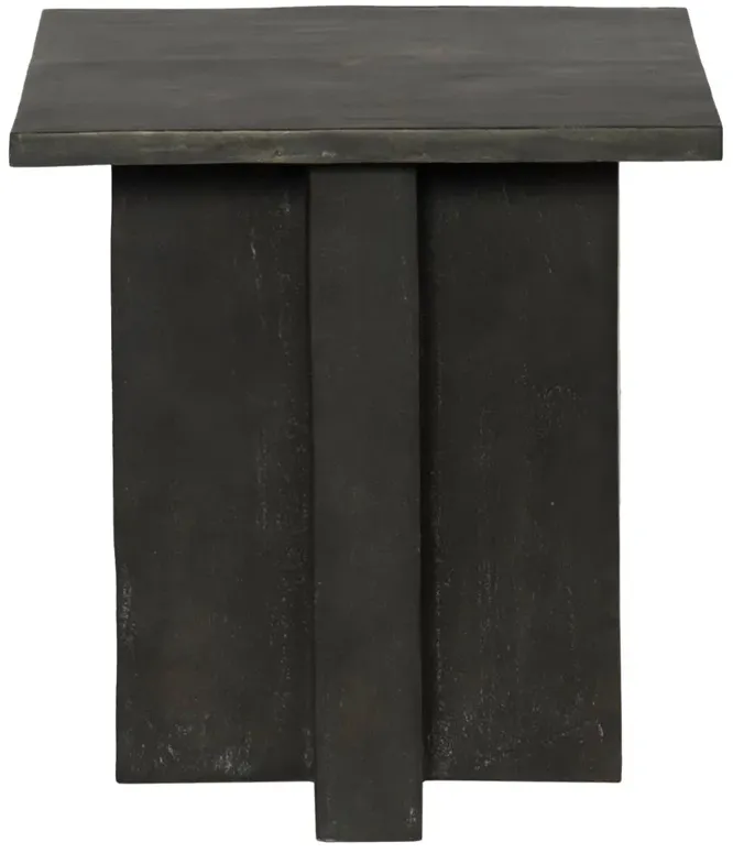 Hanne Mid Century Modern Grey Aluminum Square Outdoor Pedestal End Table