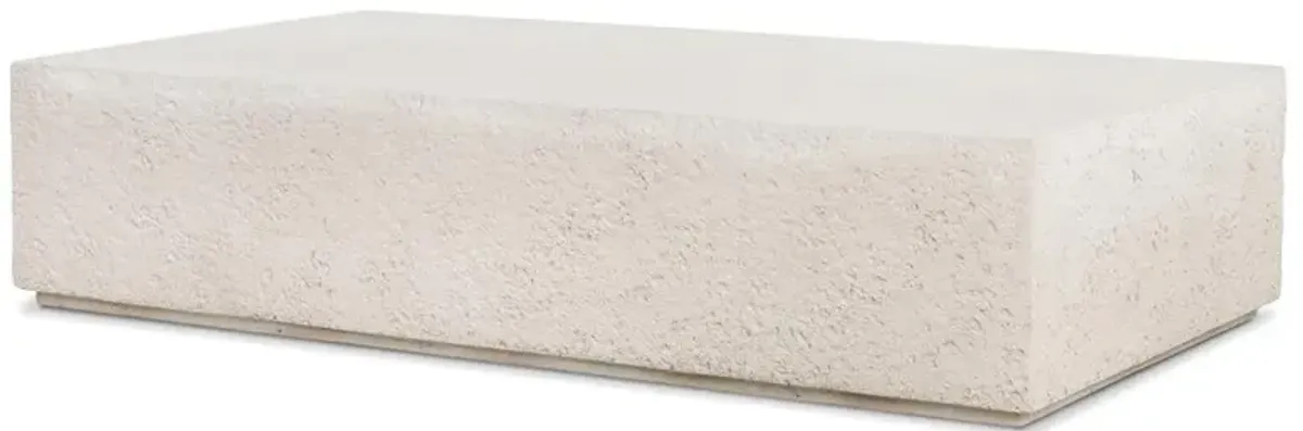 Otto Modern Classic White Concrete Rectangular Block Outdoor Coffee Table