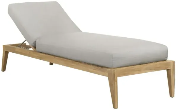 Anwar Rustic Lodge Grey Upholstered Brown Acacia Wood Outdoor Chaise Lounge