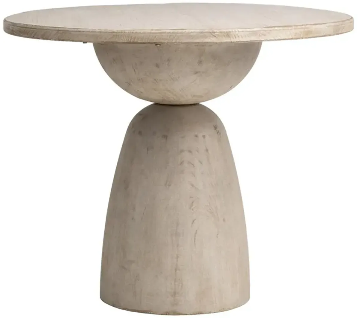 Caleb Rustic Light Brown Reclaimed Pine Wood Round Bistro Dining Table - 36"W - Small