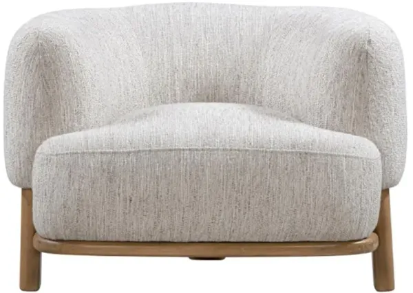 Victoria Modern Classic Grey Performance Boucle Oak Wood Occasional Chair