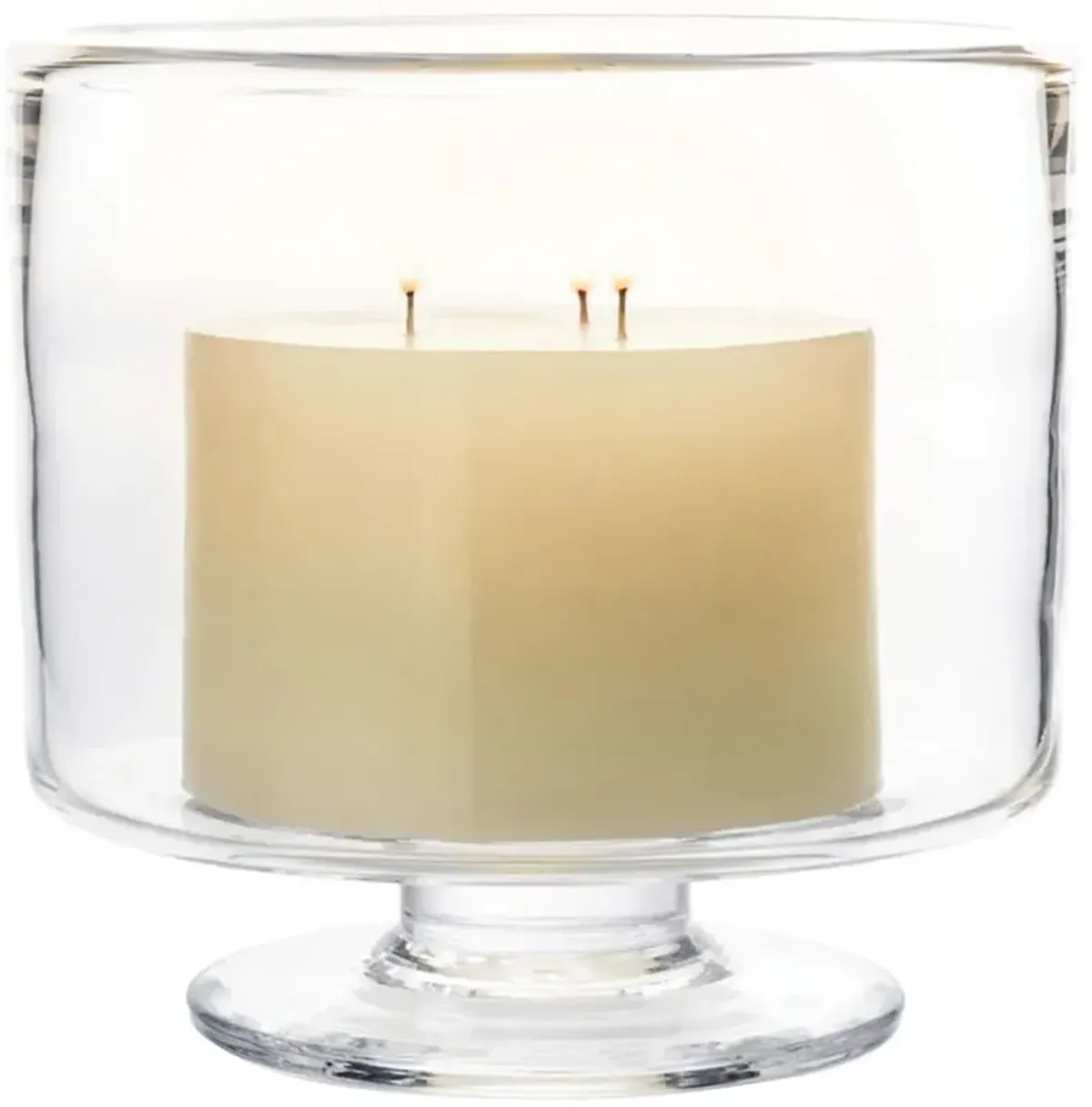 Simon Pearce Nantucket Modern Classic Glass Low Hurricane Candleholder