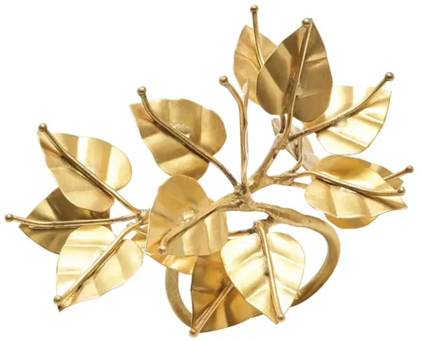 Bougainvillea Hollywood Regency Gold Brass Napkin Ring -  Set of 4