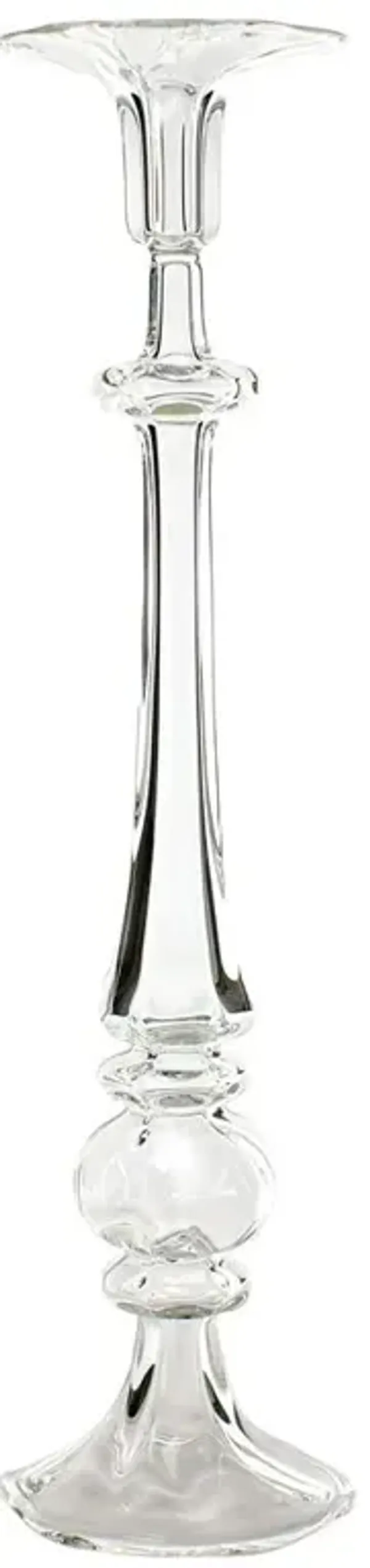 Alberto Modern Classic Clear Glass Candlestick Holder - Large