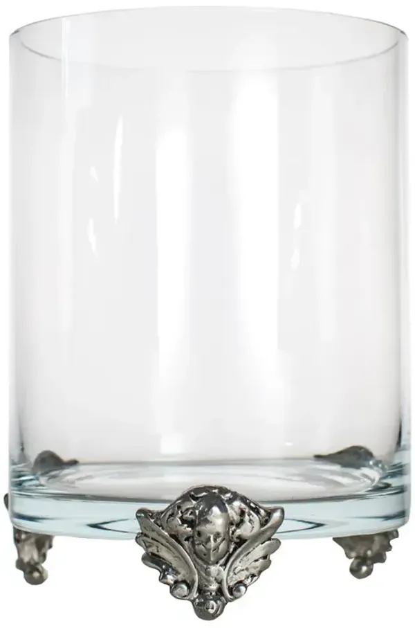 Giovanna French Country Clear Glass Footed Hurricane Candleholder