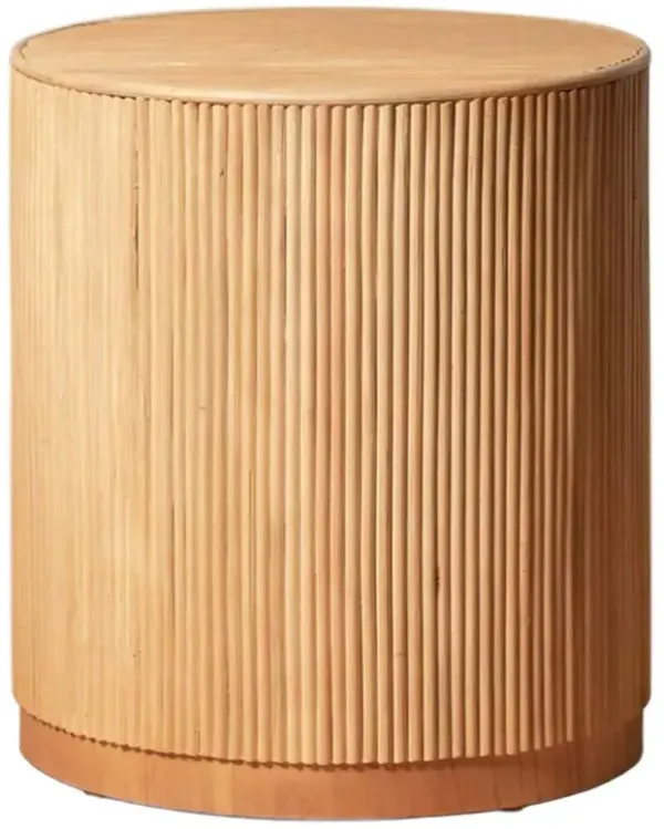 Sarah Coastal Beach Brown Rattan Round Side Table