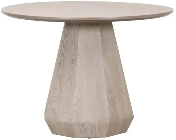 Courtney Rustic Natural Grey Wood Round Pedestal Dining Table - Small - 42"W
