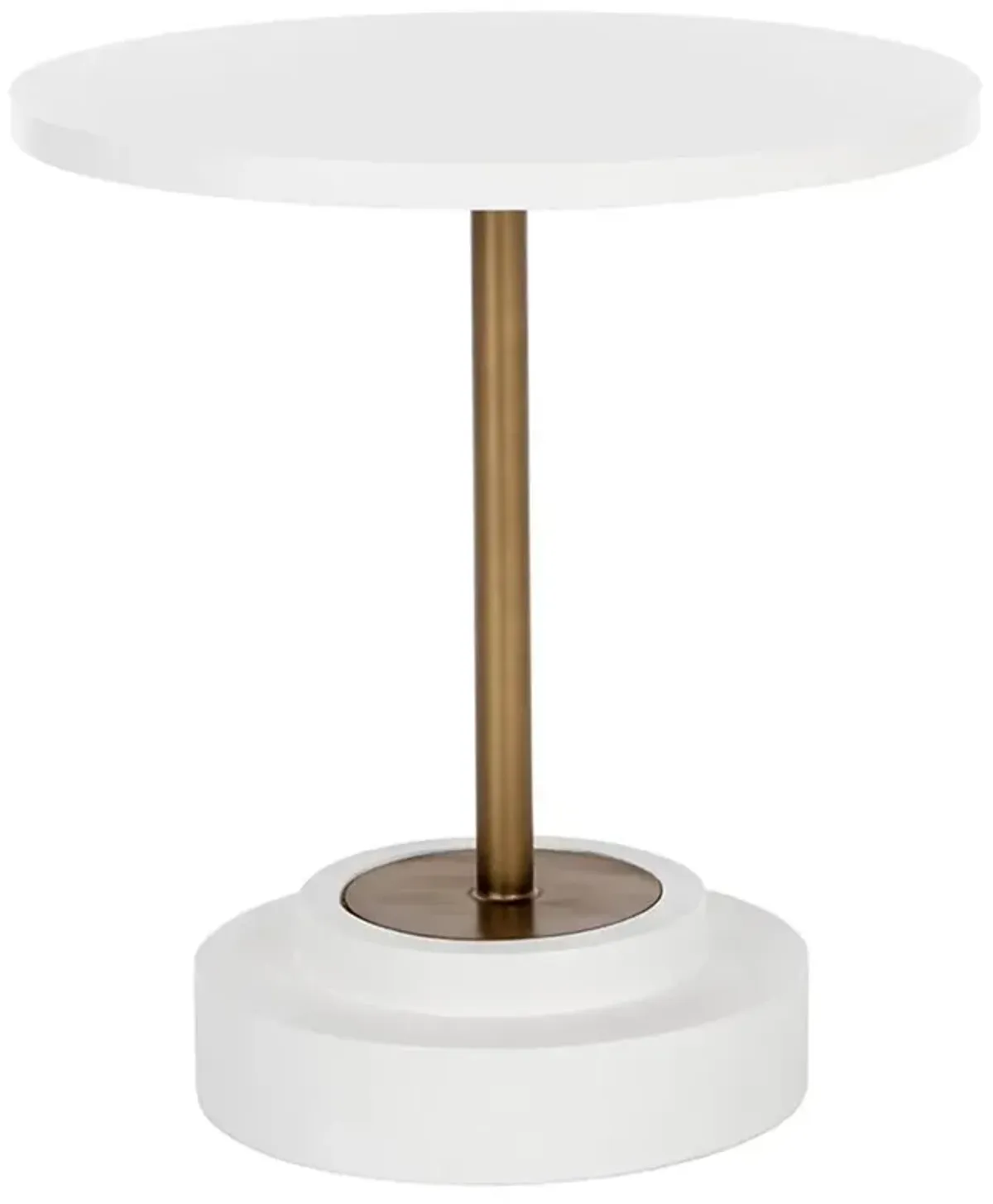 Drekavin Modern White Concrete Brass Steel Round Outdoor Bistro Table - 27.5"W