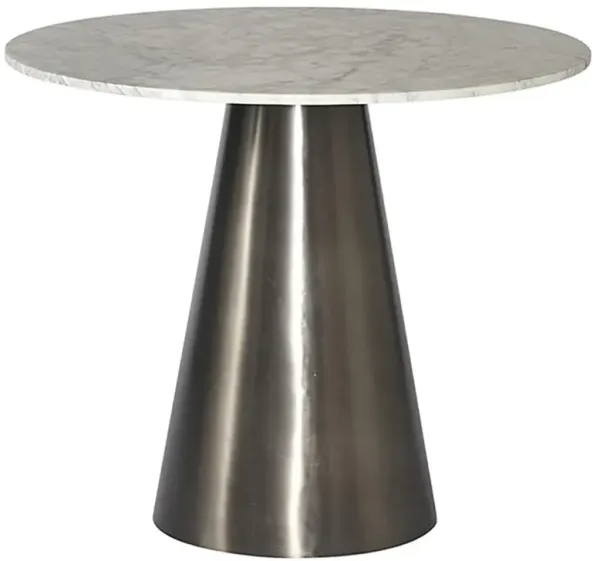 Shuvee Regency White Marble Gunmetal Steel Round Outdoor Bistro Table - 35.5"W