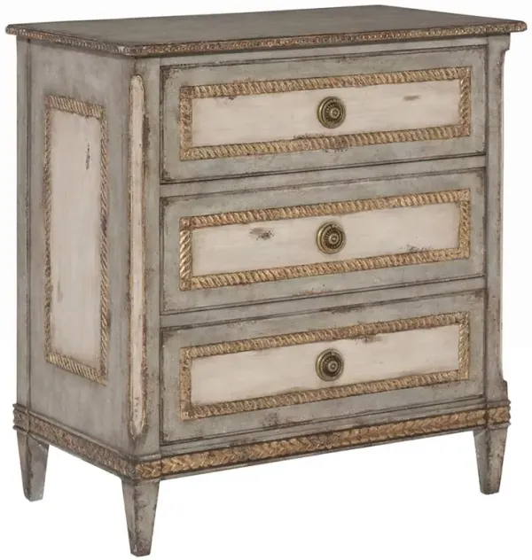 Century Corbett French Country Sage Green Wood Gold Accent 3 Drawer Nightstand