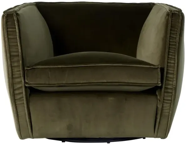 Laurice Modern Classic Olive Green Upholstered Swivel Barrel Chair