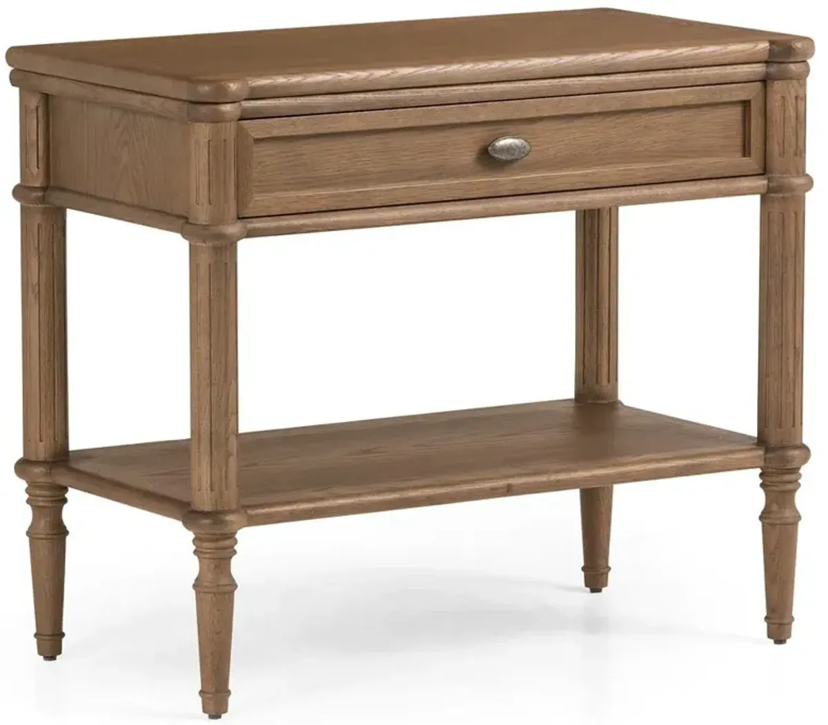Tacorey Rustic Lodge Brown Solid Oak Wood 1 Drawer Nightstand