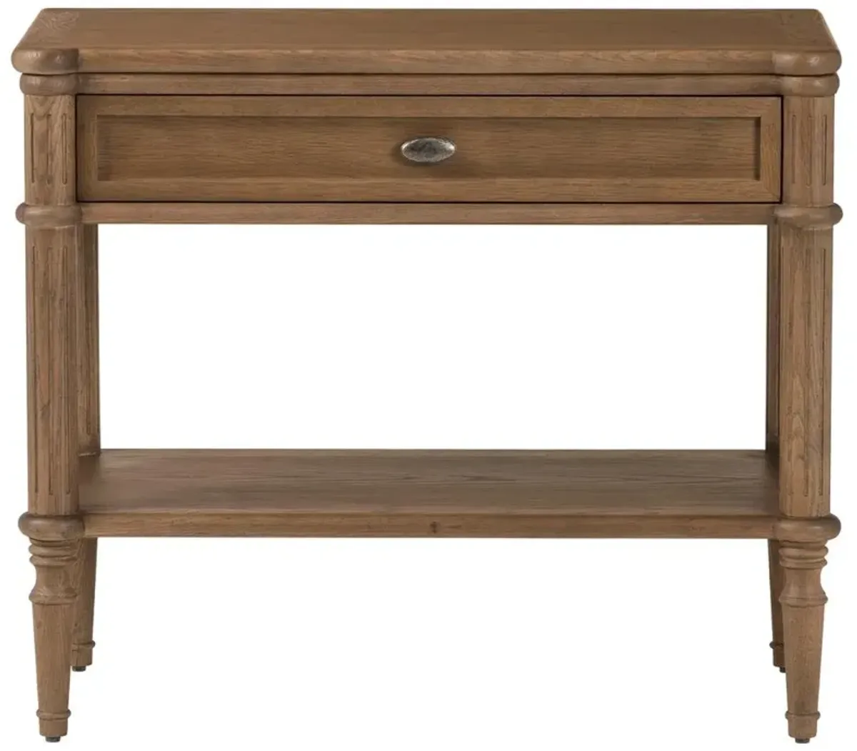 Tacorey Rustic Lodge Brown Solid Oak Wood 1 Drawer Nightstand