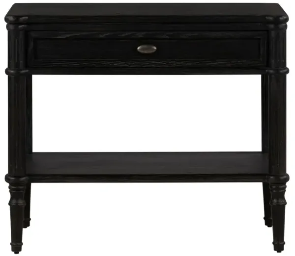 Tacorey Rustic Lodge Black Solid Oak Wood 1 Drawer Nightstand