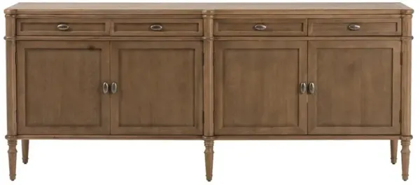 Tacorey Rustic Lodge Brown Solid Oak Wood 4 Drawer 4 Door Sideboard