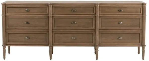 Tacorey Rustic Lodge Brown Solid Oak Wood 9 Drawer Dresser