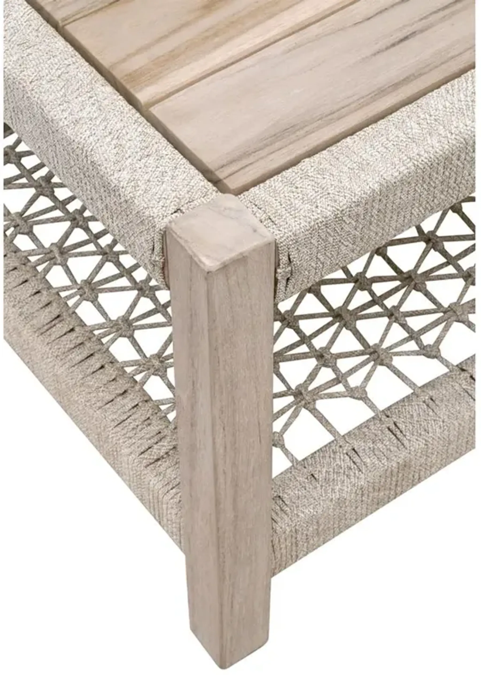 Wren Coastal Taupe Woven Rope Solid Teak 2 Tier Square Outdoor Coffee ...
