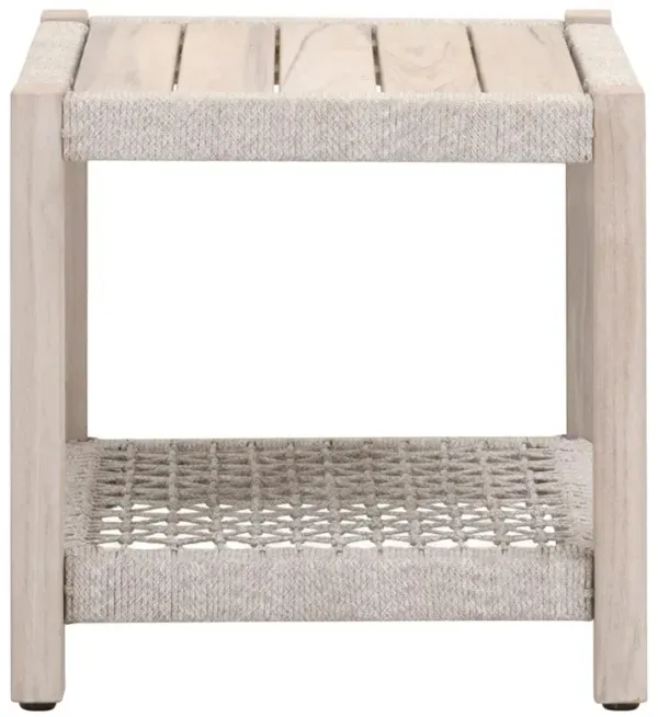 Wren Coastal Taupe Woven Rope Solid Teak Square Outdoor End Table