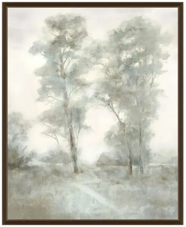 Terry French Country Green Forest Landscape Dark Brown Frame Painting II - 45x36