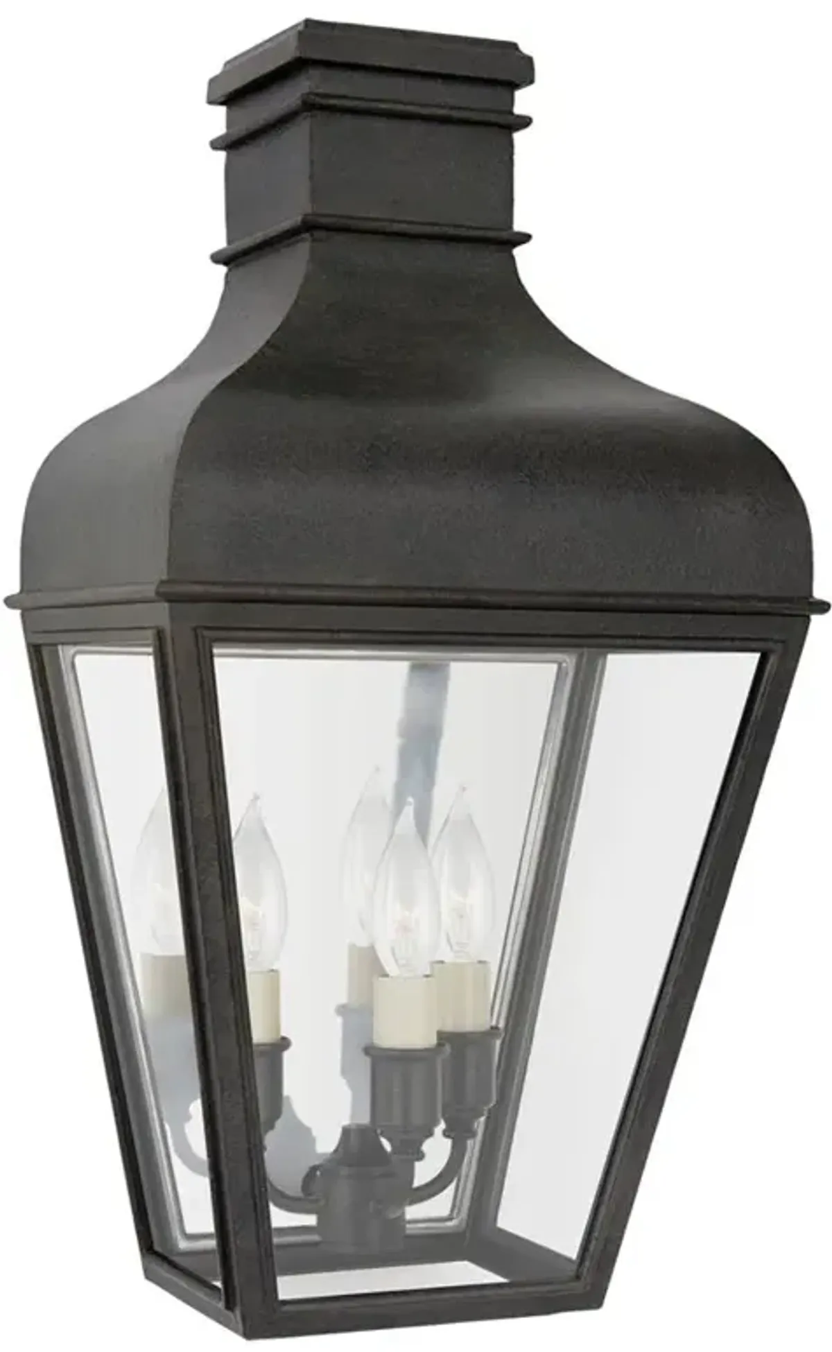 Visual Comfort Fremont French Black Rust Iron Outdoor 3/4 Wall Lantern - Small