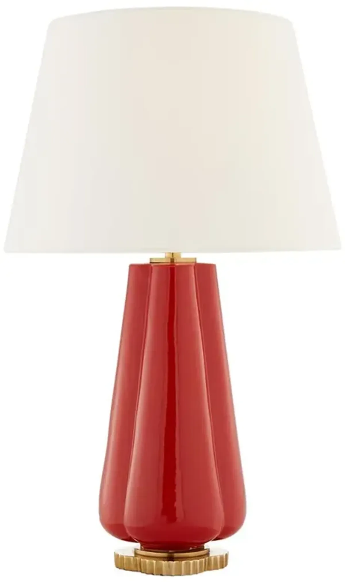 Visual Comfort Penelope Regency Berry Red Porcelain Linen Shade Table Lamp