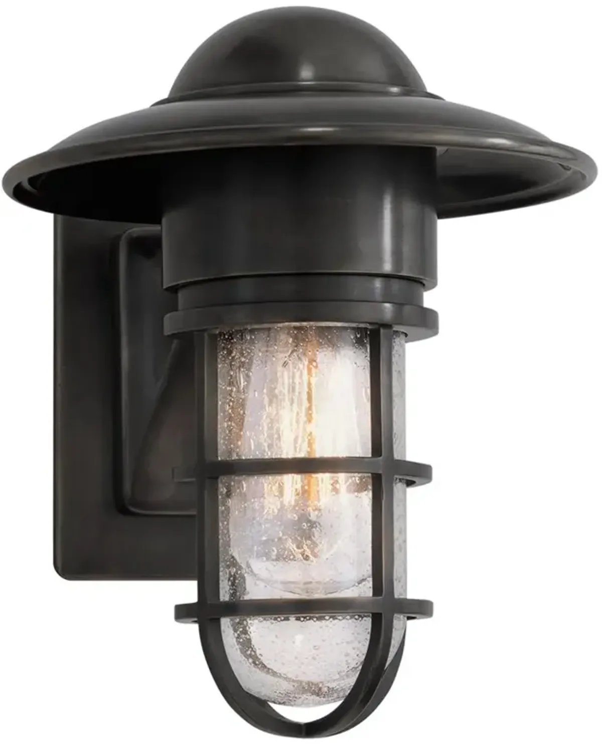 Visual Comfort Marine Industrial Bronze Seeded Glass Outdoor Armed Wall Sconce