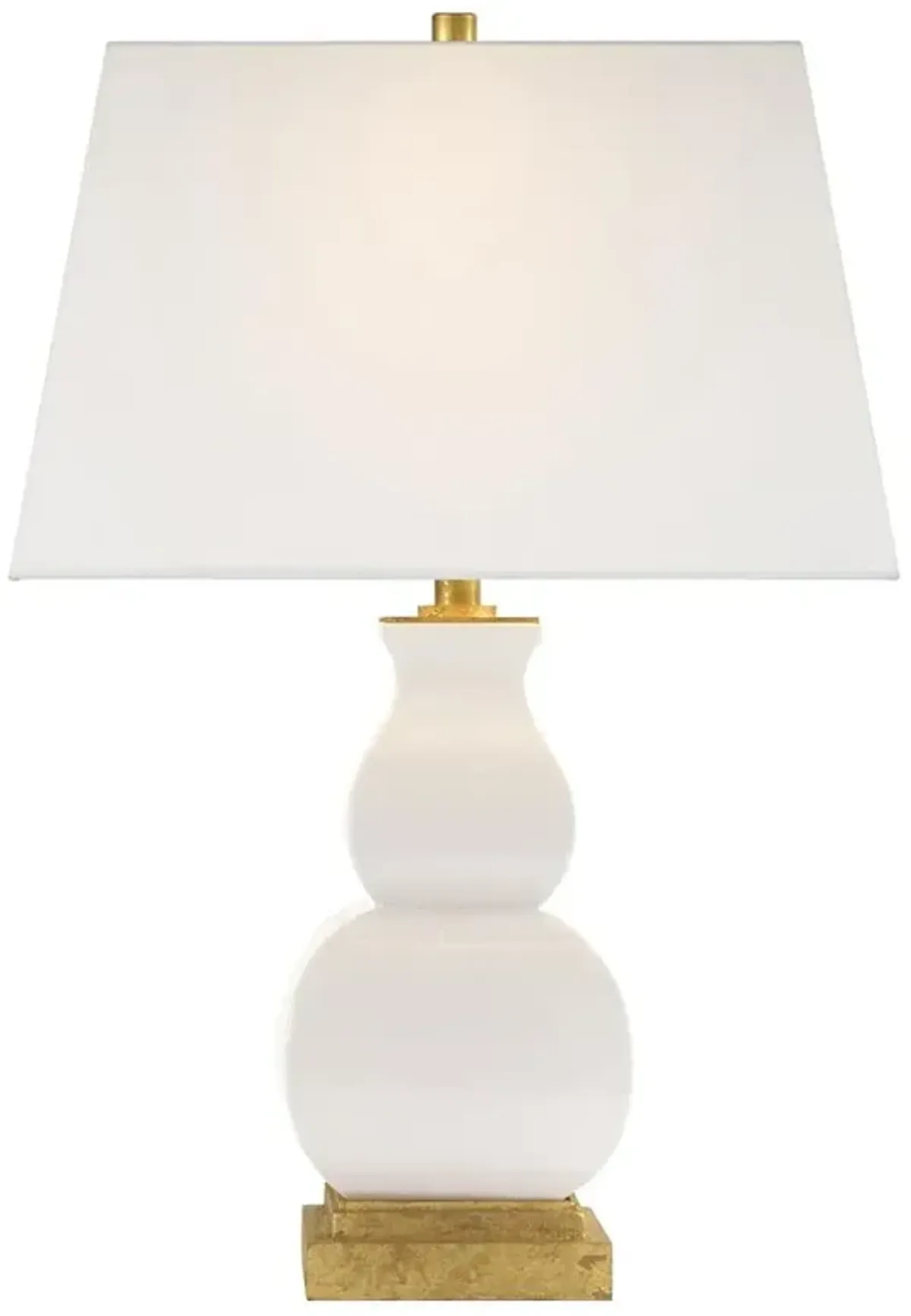 Visual Comfort Fang Modern Cream Crackle Ceramic Linen Shade Table Lamp