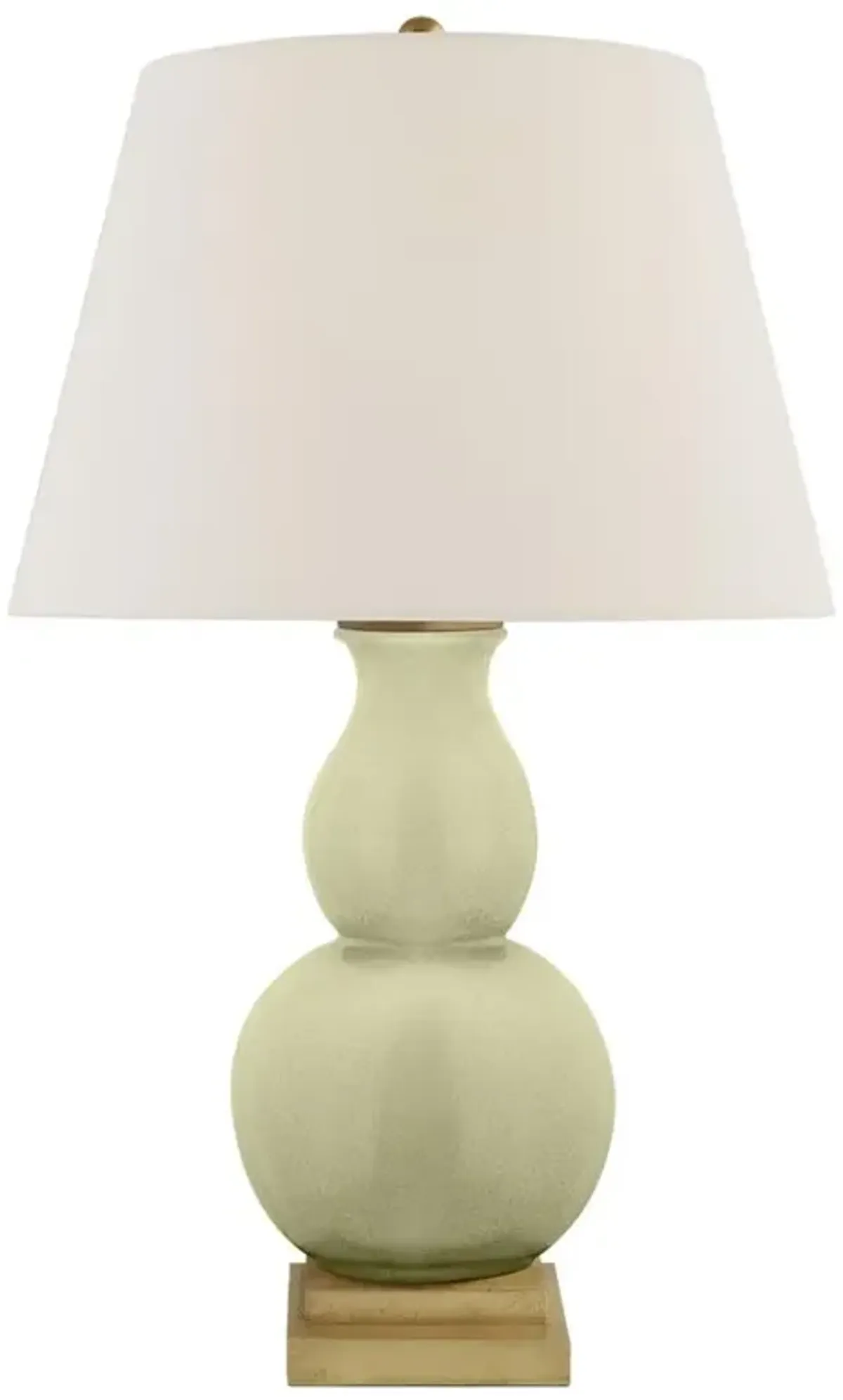 Visual Comfort Gourd Form Modern Celadon Crackle Linen Shade Table Lamp - Small