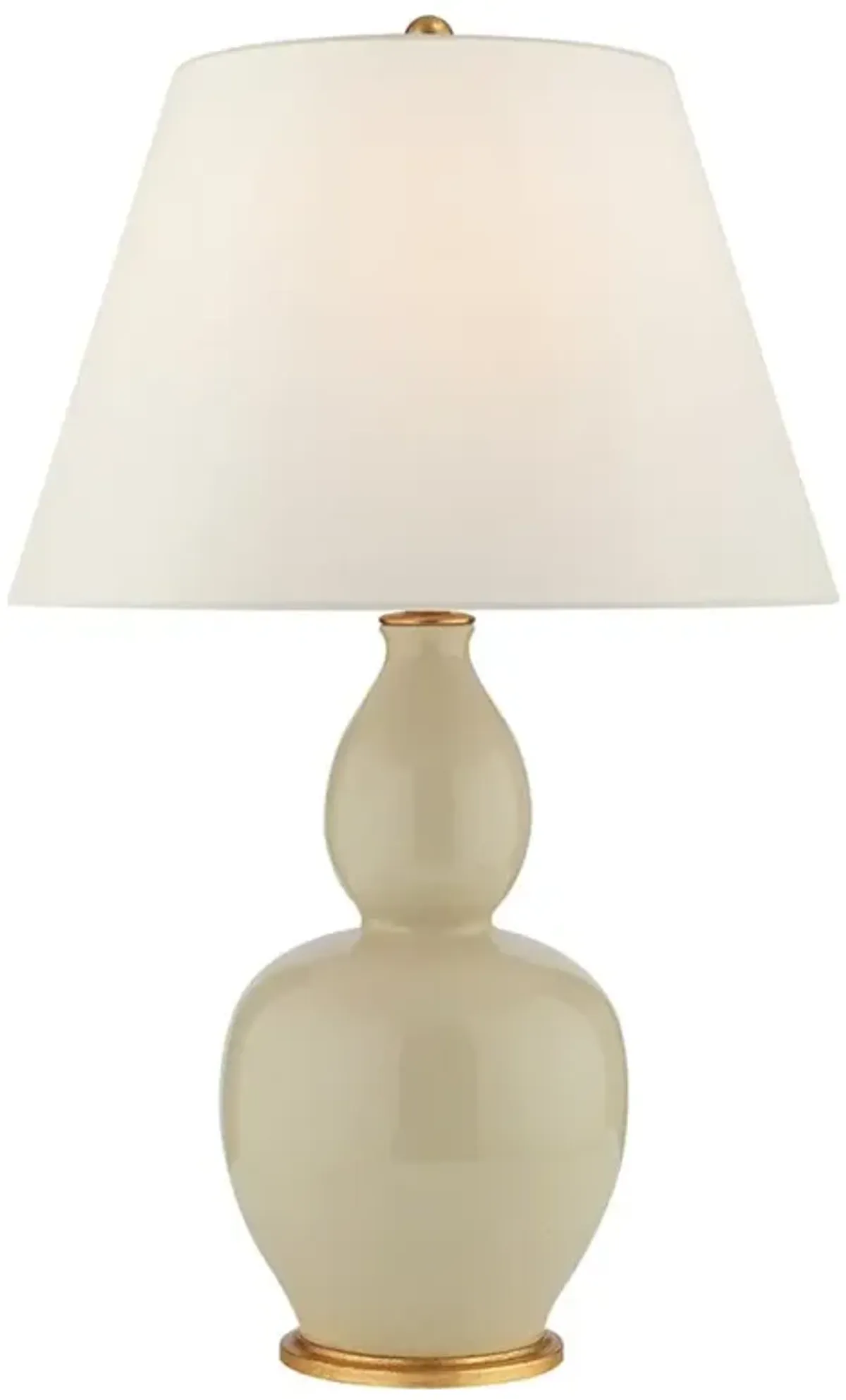 Visual Comfort Yue Modern Coconut Porcelain Linen Shade Double Gourd Table Lamp