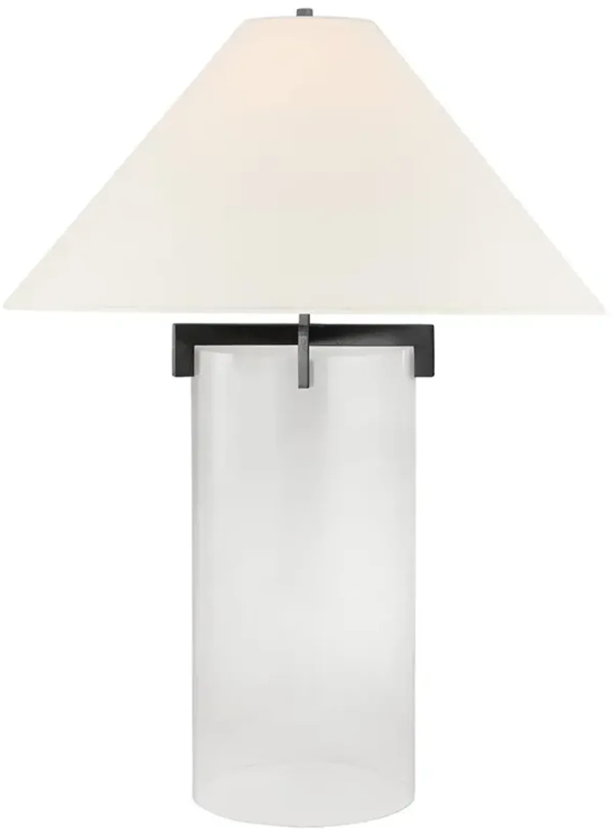 Visual Comfort Brooks Aged Iron Linen Shade Crystal Table Lamp