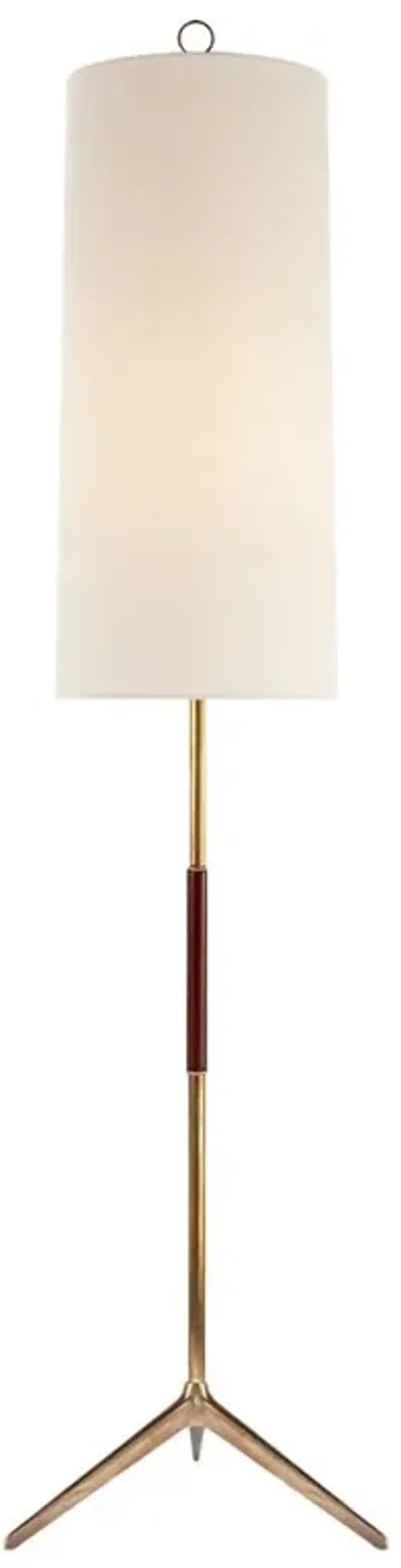 Visual Comfort Frankfort Mid Century Antique Brass Mahogany Floor Lamp
