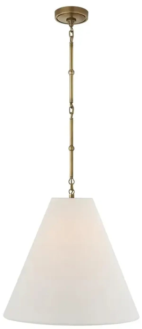 Visual Comfort Goodman Antique Brass Framed Linen Shade Hanging Light - Medium