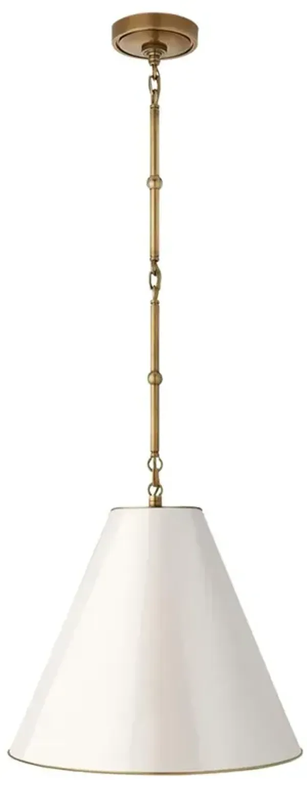 Visual Comfort Goodman Antique Brass Antique White Shade Hanging Light - Small