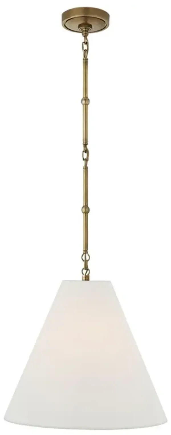 Visual Comfort Goodman Antique Brass Framed Linen Shade Hanging Light - Small