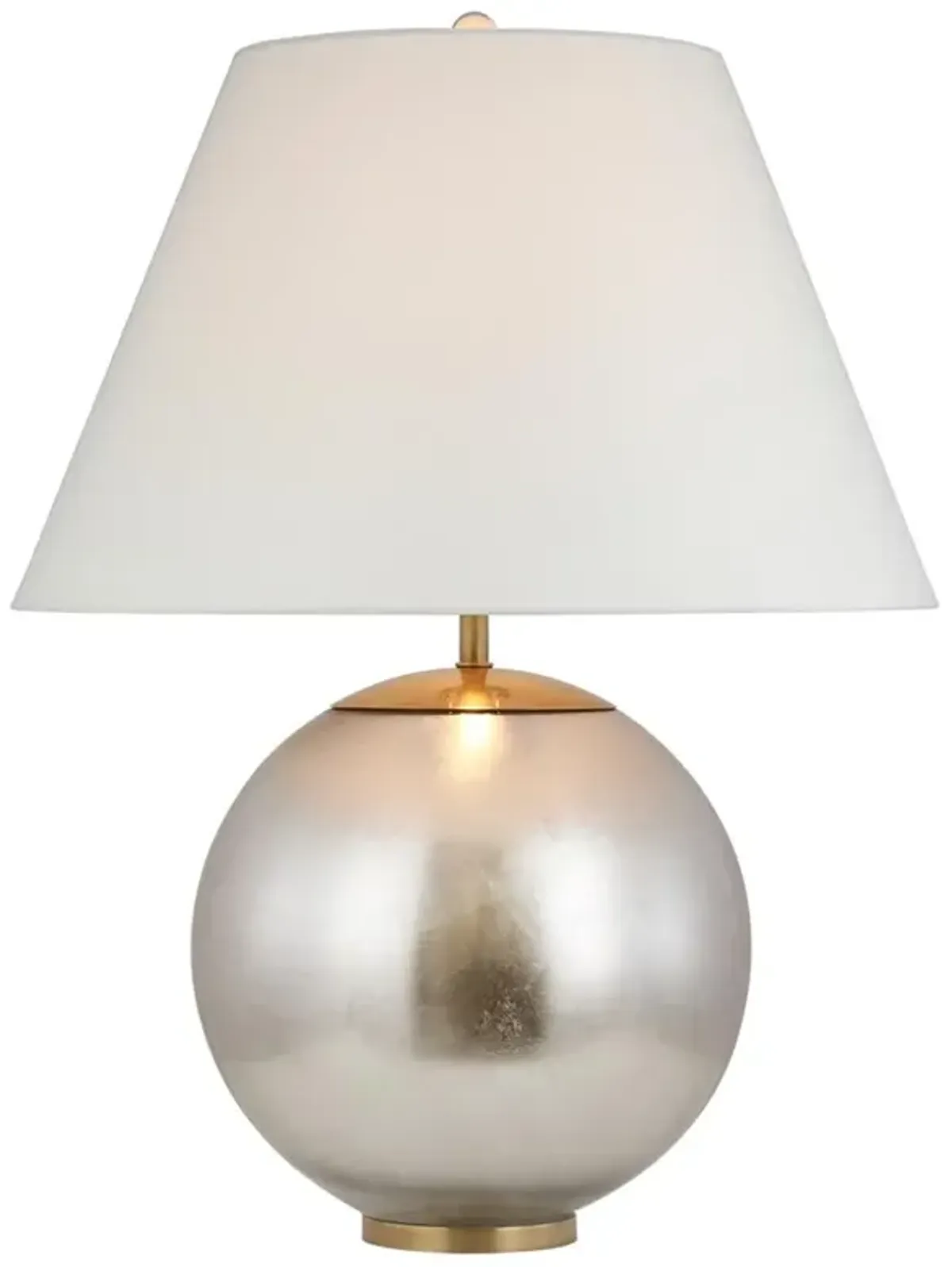 Visual Comfort Morton Modern Silver Leaf Linen Bedside Table Lamp - Large