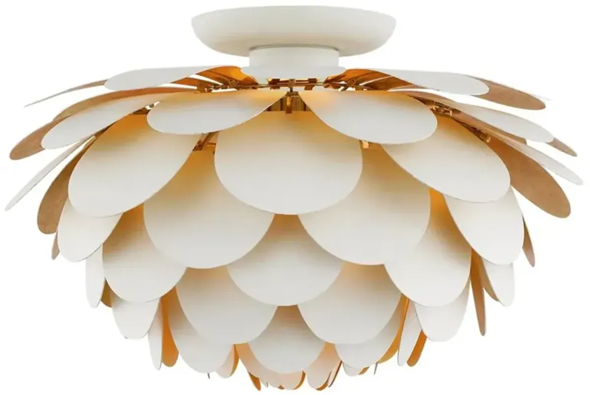 Visual Comfort Cynara Mid Century Modern White Metal Flush Mount - Small