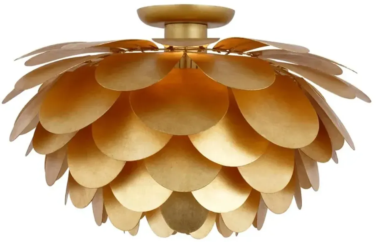 Visual Comfort Cynara Mid Century Modern Gild Metal Flush Mount - Large